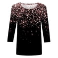 thumbnail image 5 of TAGOLD Womens Summer Tops,Women's Loose Mid-Length 3/4 Sleeve Bright Glitter Printed Round Neck Top T-Shirt, 5 of 5