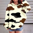 thumbnail image 2 of Kids Hoodie Fleece Cow Print Pullover with Pockets Warm Animal Hooded Sweatshirt, Long Sleeve,Cozy, Casual, Loose Fit, for Girls Ages 3-14 Years, 2 of 6