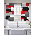 thumbnail image 4 of Red Black Geometric Sheer Curtains 45 Inch Length 2 Panels Set, Modern Abstract Art Block Voile Window Treatment Rod Pocket Small Kitchen Curtains Drapes for Bedroom 52"x45"x2, 4 of 7