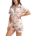 thumbnail image 4 of Unique Bargains Womens Floral Button Down Shirt Shorts Satin 2pcs Pajama Sleepwear Sets, 4 of 5