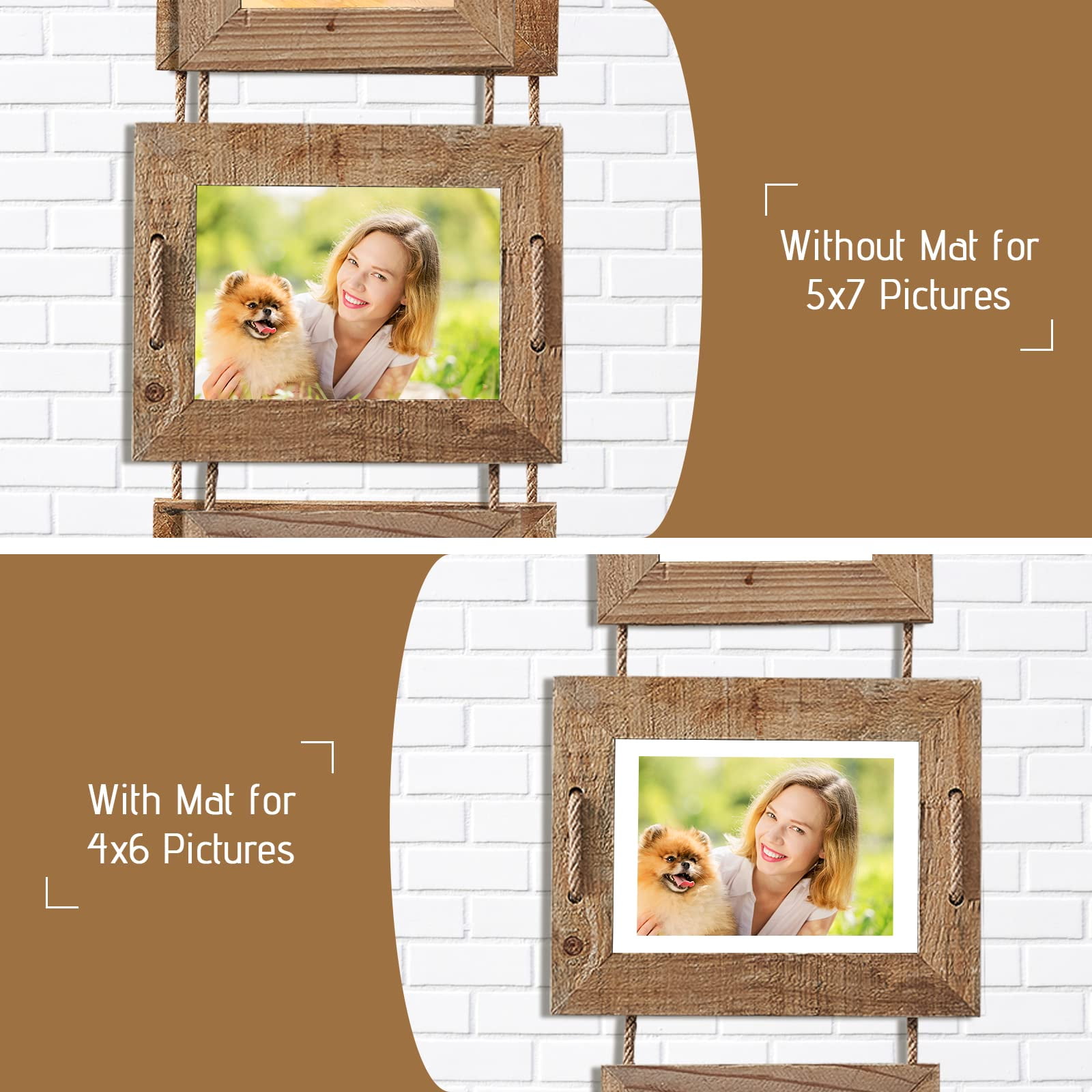 5x7 Picture Frames Rustic Solid Wood Hanging Picture Frames 4