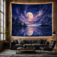 thumbnail image 6 of Golden Full Moon Reflected in Mountain Lake, Serene Celestial Style for Nature Lovers, Lake Wall Decor Housewarming Gift, Tapestry Wall Hanging for Bedroom and Dorm, 6 of 7