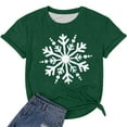 thumbnail image 2 of Women's T-Shirts Cute Christmas Snowflake Print Round Neck Short Sleeve T Shirt for Festive Holiday Cheer, 2 of 3