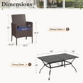 thumbnail image 4 of MF Studio 7-Piece Wicker Outdoor Patio Dining Set with Navy Blue Cushions, Rattan Patio Chairs and Metal Table with Umbrella Hole for 6 People, Black & Brown, 4 of 10
