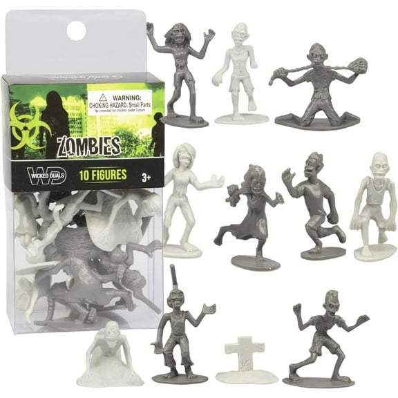 Mini Zombie Figures 10pc Playset - Unique Zombie Action Figures for Pretend Play, Decorations, Party Favors & More - Compatible with D&D Dungeons and Dragons RPG