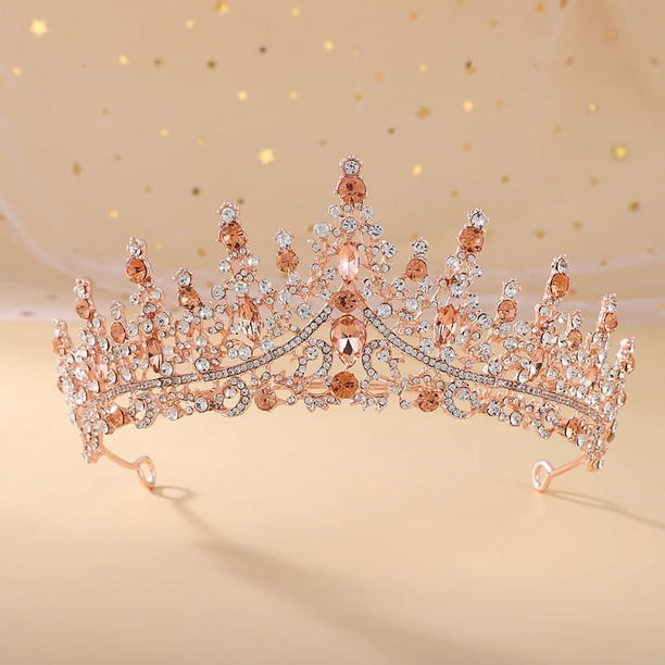 Nvzi Tiara de boda para novia, diadema de princesa, corona de novia, joyería para el cabello con diamantes de imitación de cristal,graduación, boda, fiesta de disfraces (B)