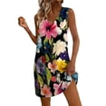 thumbnail image 2 of QUNYINEY Floral Womens Sundresses Casual Beach Sleeveless A Line Mini Tank Dress with Pockets Loose Fit V Neck Dresses, 2 of 7
