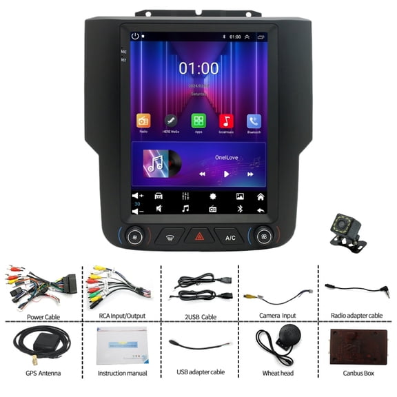 POLARPRA 9.7” Car Stereo Radio for Dodge Ram 1500/2500/3500 2013-2018 2 32GB, Auto A/C, Camera, CarPlay Ready