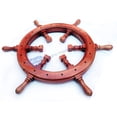 thumbnail image 2 of Wooden Ship Wheel (Pine Wood - Torched) - Red Stained Buffed Finish (Hollow Hub) - (48 Inches), 2 of 6