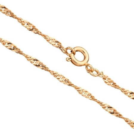 18Inch Necklace Gold Twisted Flat Curb Chain With Springring Clasp