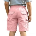 thumbnail image 3 of NAISIBABY Boys Cargo Shorts, Elastic Waist with Pockets Fashion Casual Kids Summer Shorts Pink 12T, 3 of 6