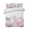 thumbnail image 2 of Quilts Full Size, Pink Palm Tree Soft Comforter Bedding Set for Bed, Forest Tropical Plants Flower Leaf Lightweight Quilted Bedspread with Pillow Cover(2 Pieces) for All Season, 78x90 Inch, 2 of 6