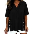 thumbnail image 2 of Endives Womens Linen Shirts Short Sleeve Womens Shirt Blouses Thin Breathable Summer Trendy Black, 2 of 6