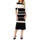 thumbnail image 2 of INSPIRAR CHIC Vestidos de Punto de Rayas para Mujer, Manga Corta, Vestido de Suéter Midi Acanalado XL Negro Blanco, 2 of 4