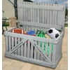 Rustic Gray Wooden Outdoor Deck Box, Patio Storage Trunk