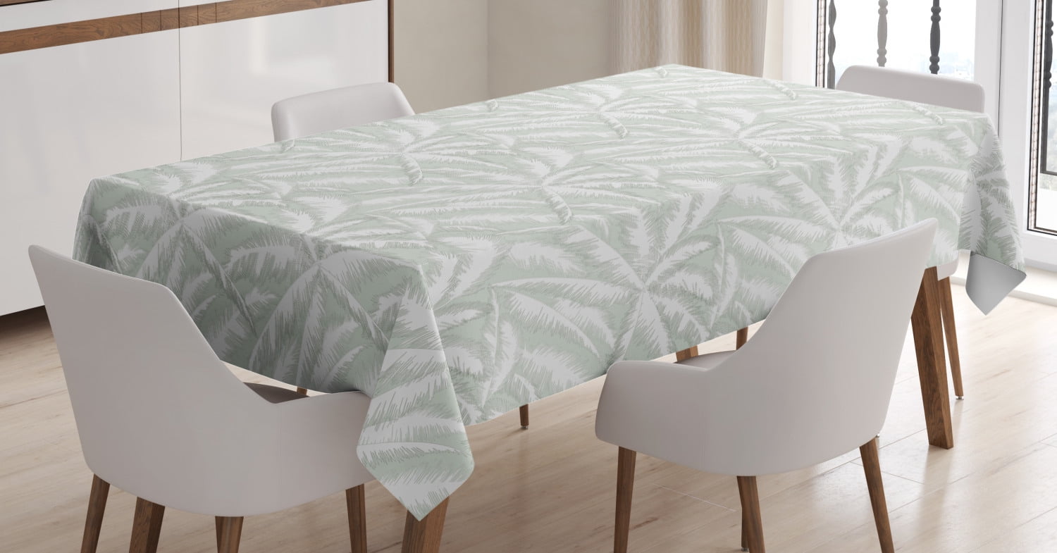Palm Tree Tablecloth, Abstract Leafage of Exotic Beach Trees with