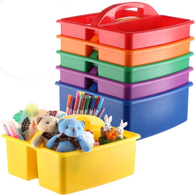 6PCS Classroom Caddy Organizer, Plastic Caddy Storage with Handle, School Supplies Organizer for School Kindergarten Art Teachers