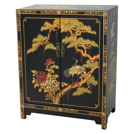 Oriental Furniture Black Lacquer Cabinet