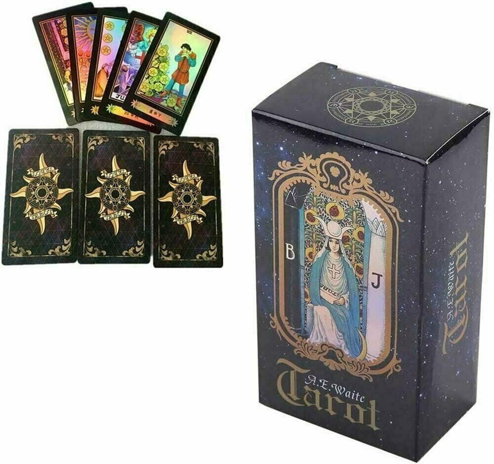 78Pcs Tarot Cards, Holographic Tarot Cards for Tarot Card Deck Fortune