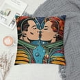 thumbnail image 2 of PHYHOO Valentine's Day Decorative Throw Pillow Case, Pop Art Comic Astro Lovers Retro Astronaut Couple Print, Couch Bedroom Living Room Cushion Cover, Teal and Multicolor White, 2 of 5