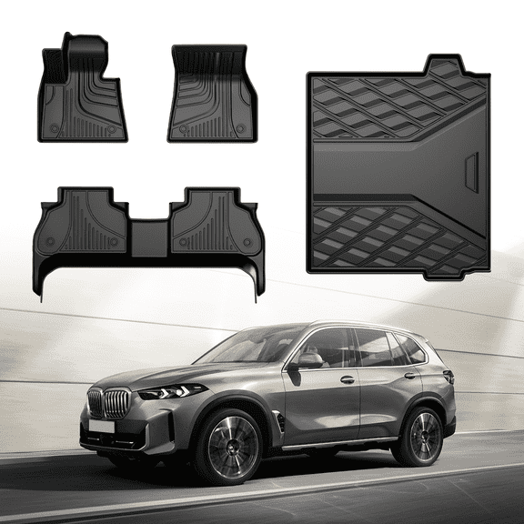 IKABEVEM Car Floor Mats & Cargo Liner TPE Rear Trunk Mat Set for BMW X5 2014-2018 All Weather Liners Protection