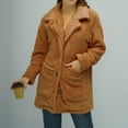 thumbnail image 2 of IROINNID Women's Shearling Jacket Long Sleeve Solid Color Notch Lapel Outwear, Leisure Large Lapel Thickened Plush Jacket, 2 of 7