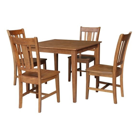 36 x 36 in. Solid Wood Dining Table with 4 Splatback Chairs in Distressed Oak