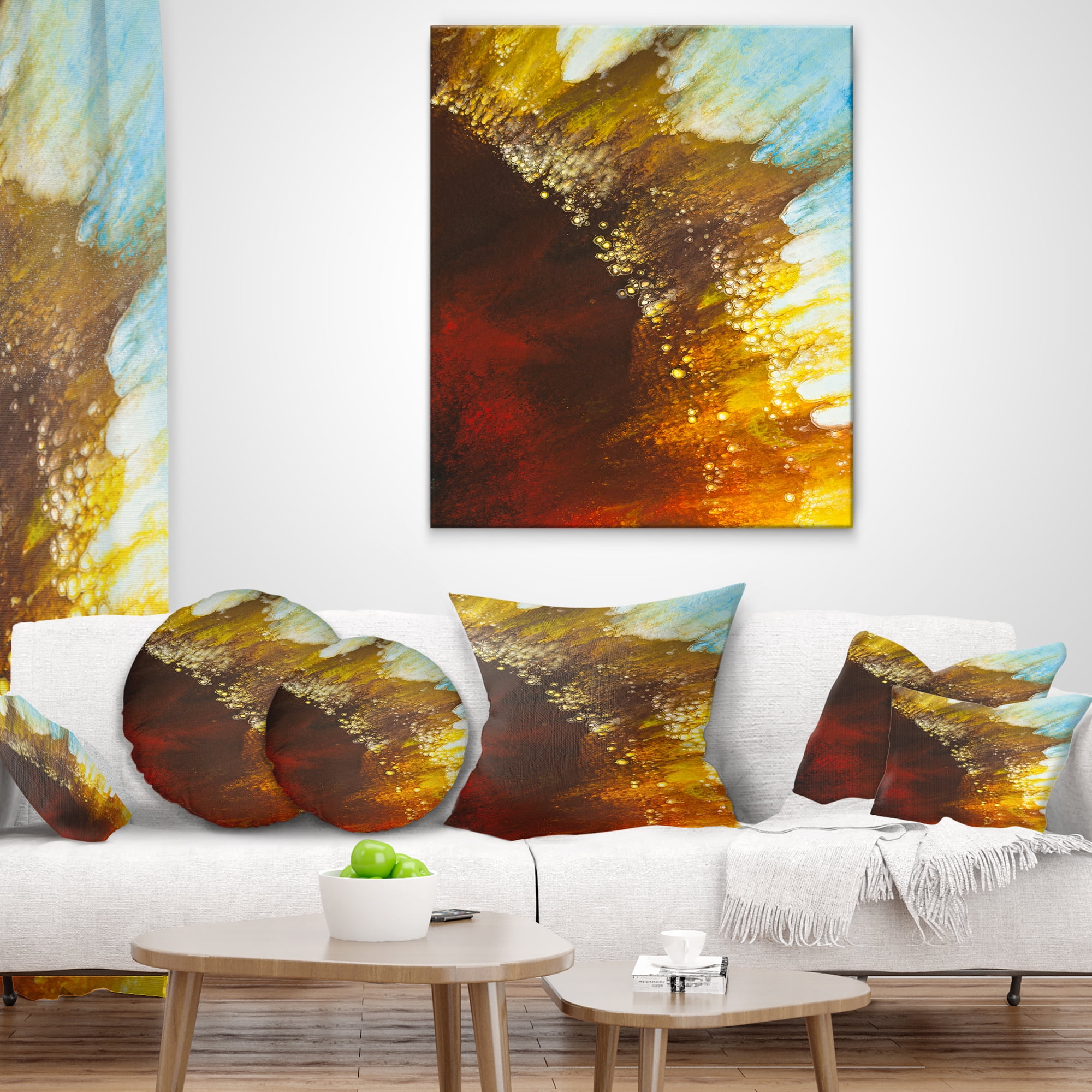 Designart Blow of Brown - Abstract Throw Pillow - 12x20