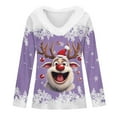 thumbnail image 5 of Women's Autumn Winter Casual Fashion V Neck Collar Christmas Print Long Sleeve T Shirt Tops Casual Shirts, 5 of 5
