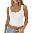 thumbnail image 2 of Njoeus White Tank Top Woman Ladies Tops and Blouses Womens Sleeveless Vests Button Front Crop Tank Tops Slim Fitted Knit Ribbed Tank Tops for Women Casual Camis Y2K Tops Tank Tops & Camisoles Summer S, 2 of 6