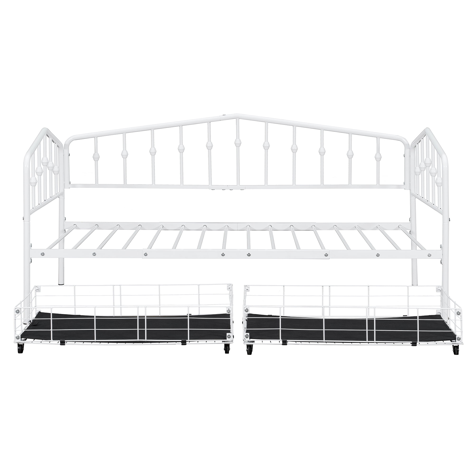 GARITIN Twin Size Metal Daybed with 2 Drawers, Storage Daybed Frame with Drawers for Bedroom Guest Room, White