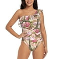 thumbnail image 2 of Picia Rose Flowers Pattern Women's One Piece Swimsuits,One Shoulder Swimwear Asymmetric ,Ruffle Monokinis Bathing Suits,High Waisted Flattering Bathing Suits-, 2 of 8
