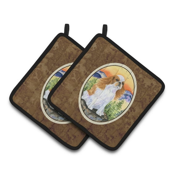 Carolines Treasures SS8311PTHD English Toy Spaniel Pair of Pot Holders, 7.5HX7.5W, multicolor