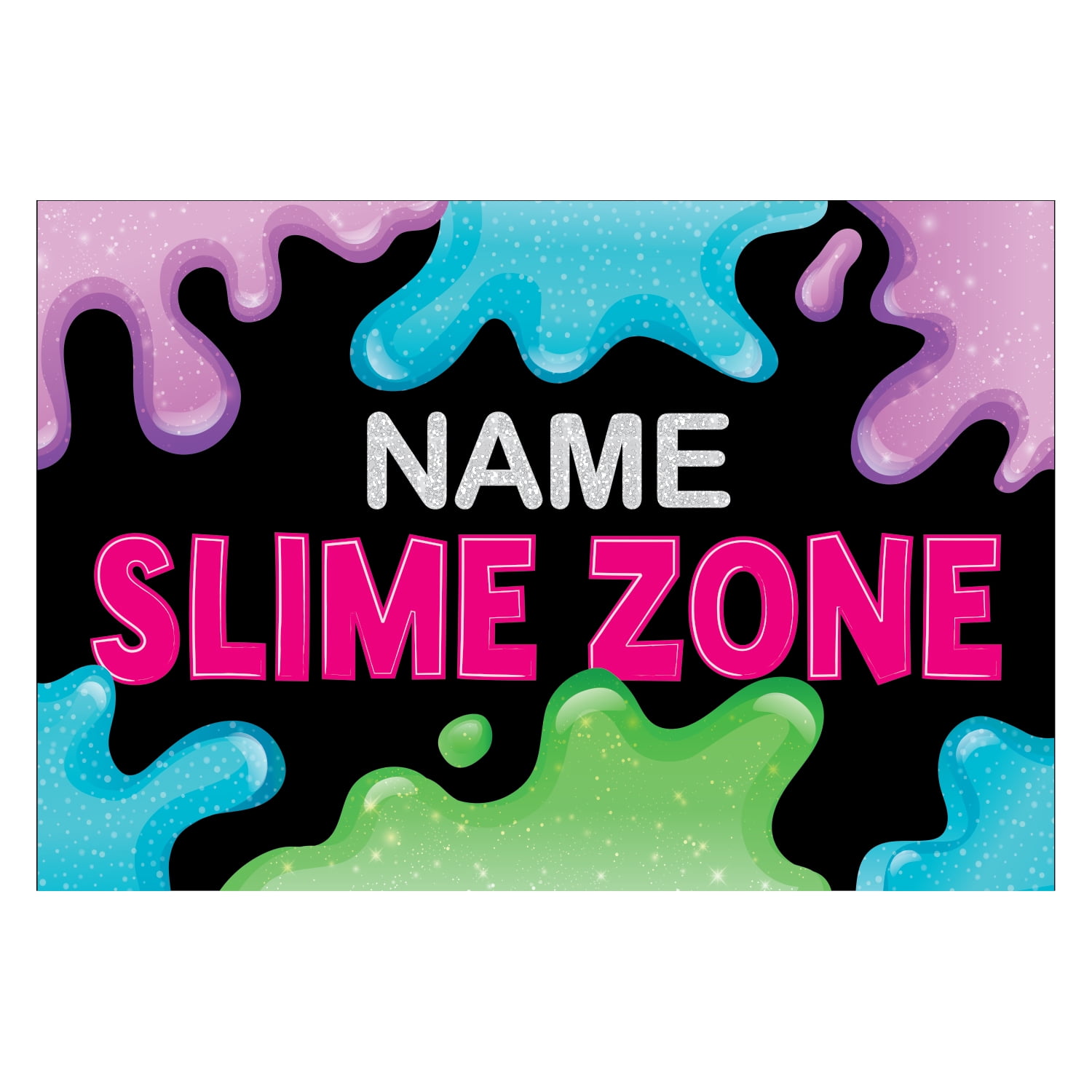 Personalized Planet 27x18 Kids Slime Zone Doormat with Custom Name Printed on Colorful Rectangular 1/8” Thick Non Slip Mat for Kitchen Hallway Deck or Porch