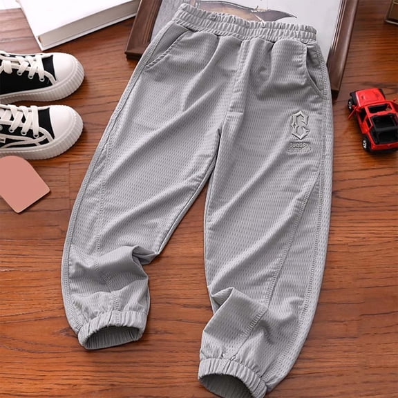 Sweatpants for Boys Elastic Waist Jogger Baggy with Pockets Solid Pants Essentials Pants for Boys 7-8 Years