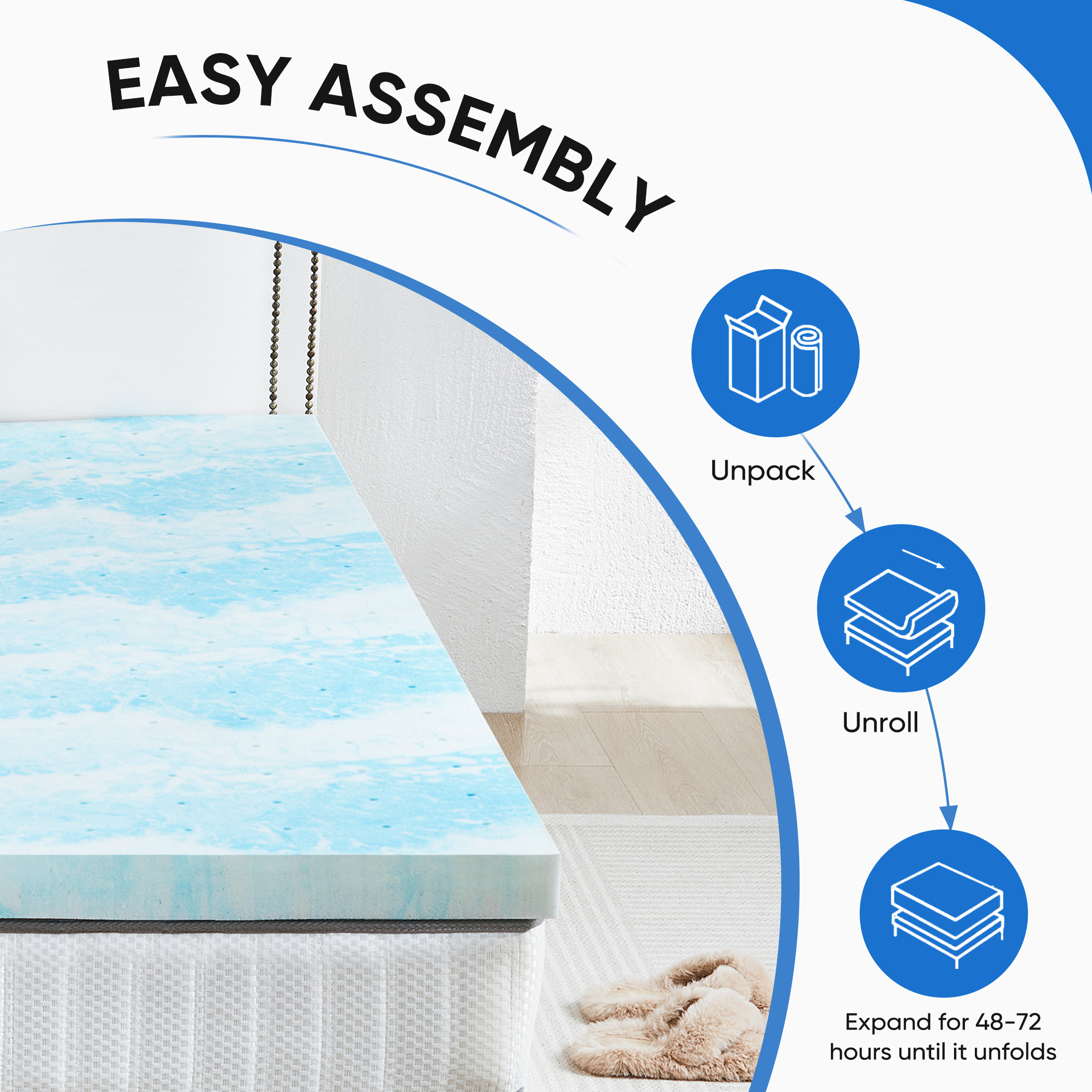 EDX 3-Inch Cool Gel Memory Foam Mattress Topper, Twin XL, CertiPUR-US photo 8