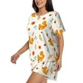 thumbnail image 2 of Rocae Squirrel Maple Leaves And Nuts for Two Piece Sleepwear Pajamas Sets for Women Soft Short-Sleeved Pjs with Lounge Shorts Large, 2 of 9