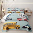 thumbnail image 2 of Erosebridal Cartoon Rescue Truck Bed Spread Queen,City Emergency Vehicle Queen Coverlet Set For Boys,3pcs, 2 of 7