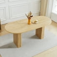 thumbnail image 1 of Table à Manger de 70,8 Po pour 4 à 6 Personnes, Table de Cuisine Ovale avec Base à Lattes de Bois, Grandes Tables Rondes de Style Ferme Moderne pour Cuisine et Salon (Naturel), 1 of 4