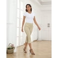 thumbnail image 2 of HDE Women's Pull On Capri 19" Inseam Cropped Pants with Pockets Khaki M, 2 of 6