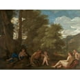 thumbnail image 2 of Poussin, Nicolas 24x19 Gold Ornate Wood Framed with Double Matting Museum Art Print Titled - Nymphs and a Satyr, 2 of 4