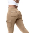 thumbnail image 5 of Kelon Yoga Pants, Women Workout Flare Leggings with Pockets Hidden Scrunch High Waisted Cargo Gym Yoga No Front Seam Leggings, 2XL, 5 of 8