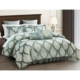 thumbnail image 2 of Sterling Creek 7-Piece Trinity Luxury Comforter Set, Traditional Gray-Green Jacquard Medallion Comforter with Decorative Pillow Cushions & Shams, Bed Skirt, California King, 2 of 9