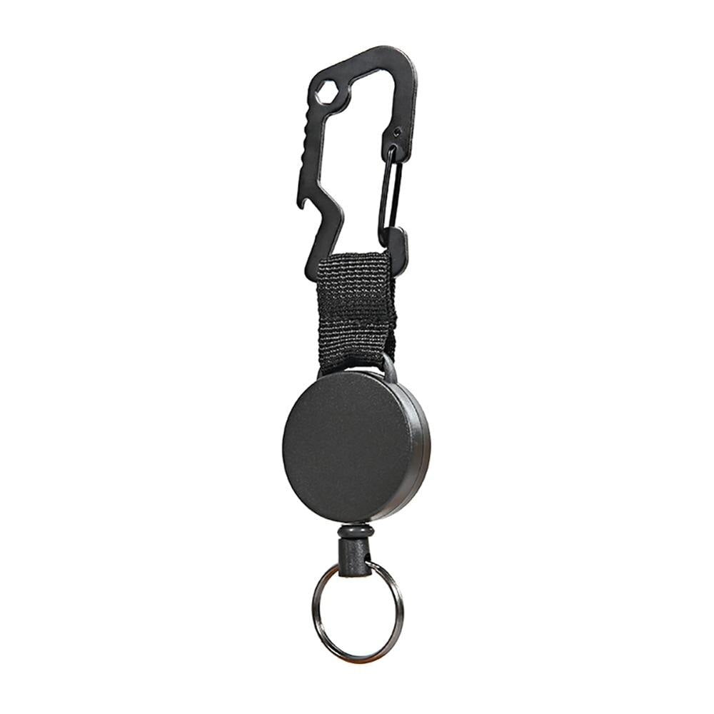 Retractable Pull Key Ring Chain Clip Carabiner Holder Recoil Extendsl KeychaiAE