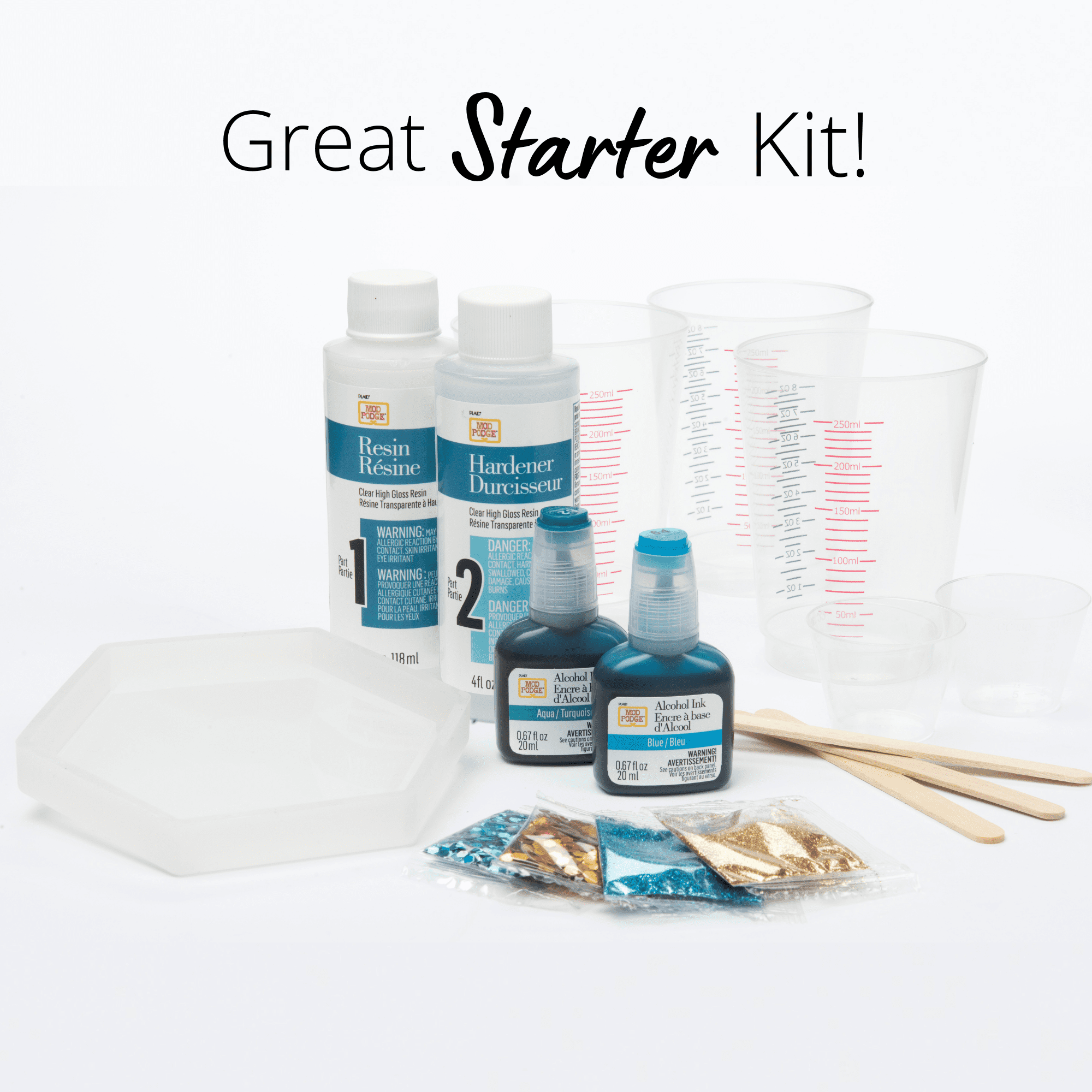 Mod Podge Do-It-Yourself Resin Coaster Kit, Hexagon, Blue and Gold
