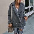 thumbnail image 5 of Gibobby Chamarras para mujer, Abrigo de peluche para mujer, estilo vintage, color contrastante, chaqueta Sherpa con bolsillo con cremallera para mujer(Gris,M), 5 of 5