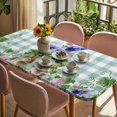 thumbnail image 3 of Spring Easter Table Cloths for 4 Foot Rectangle Tables, Purple Floral Summer Botanical Teal Plaid Patio Waterproof Elastic Fitted Tablecloths, Washable Rectangular Table Cover for Camping, 3 of 8