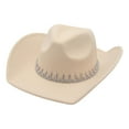 thumbnail image 3 of Segolike Western Cowboy Hat Wide Brim Hat, Bridal Engagement Party Summer Cowgirl Hat, Sun Hat for Camping Travel Events Fishing Teens Beige, 3 of 8