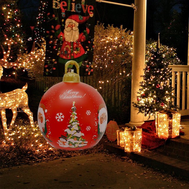 Bola Inflable De Navidad Bolas de juguete navideñas de 60 cm con luces LED, bolas iluminadas grandes, decoraciones para árboles de Navidad