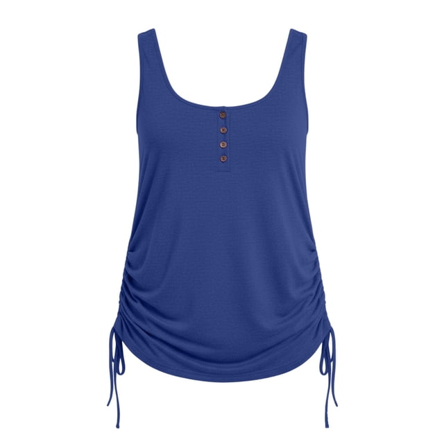 fatyb Plus Size Tank Tops for Women Drawstring Side Sleeveless T-Shirts Womens Casual Loose Blouses